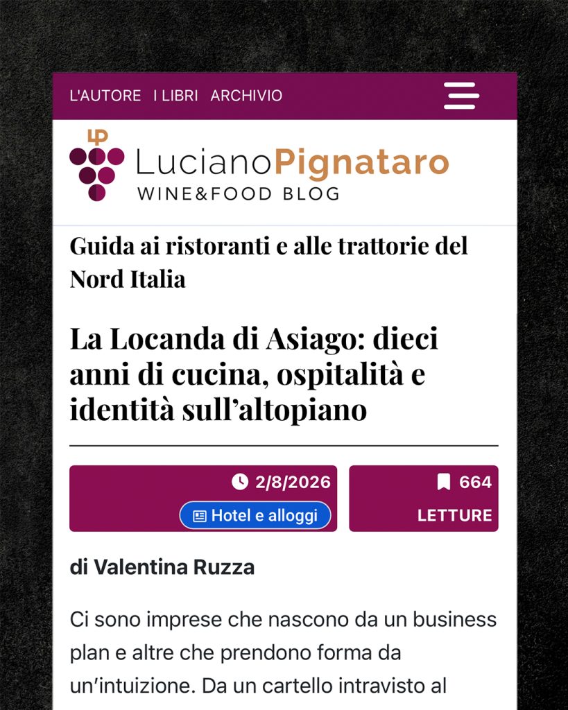 articolo locanda asiago su blog luciano pignataro